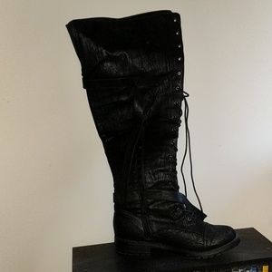 Knee high combat boots